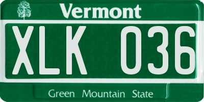VT license plate XLK036