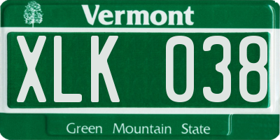 VT license plate XLK038