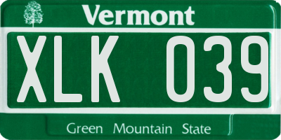 VT license plate XLK039