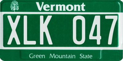 VT license plate XLK047