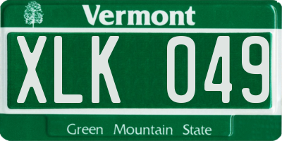 VT license plate XLK049