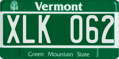 VT license plate XLK062