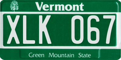 VT license plate XLK067