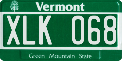 VT license plate XLK068