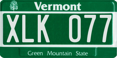 VT license plate XLK077