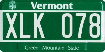 VT license plate XLK078