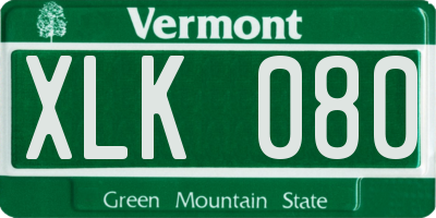 VT license plate XLK080