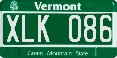 VT license plate XLK086