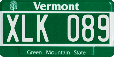 VT license plate XLK089