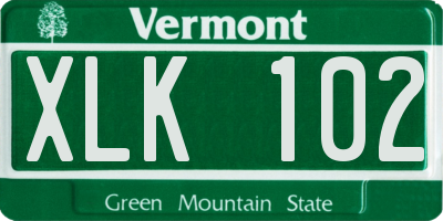 VT license plate XLK102
