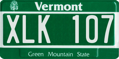 VT license plate XLK107