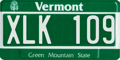 VT license plate XLK109