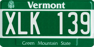 VT license plate XLK139