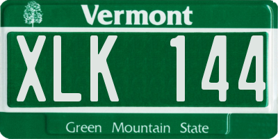 VT license plate XLK144