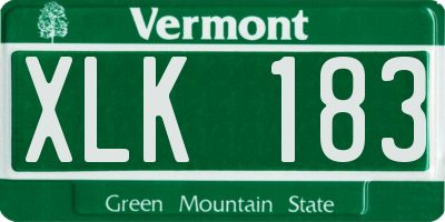 VT license plate XLK183