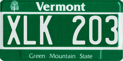 VT license plate XLK203