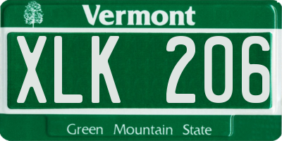 VT license plate XLK206