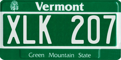 VT license plate XLK207