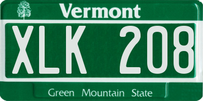VT license plate XLK208