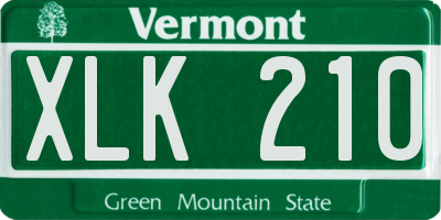 VT license plate XLK210