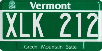 VT license plate XLK212