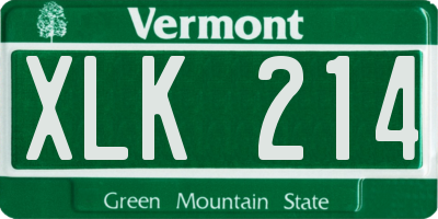 VT license plate XLK214