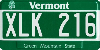 VT license plate XLK216