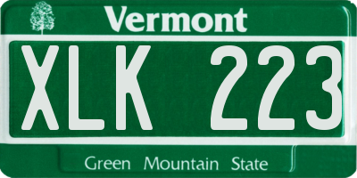 VT license plate XLK223