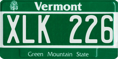 VT license plate XLK226