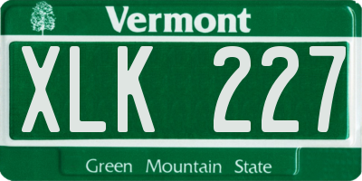 VT license plate XLK227