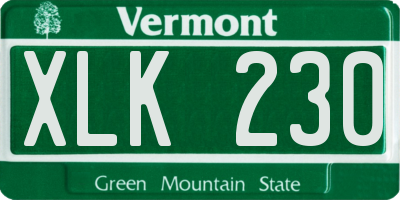 VT license plate XLK230