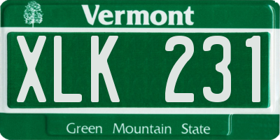 VT license plate XLK231