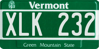 VT license plate XLK232