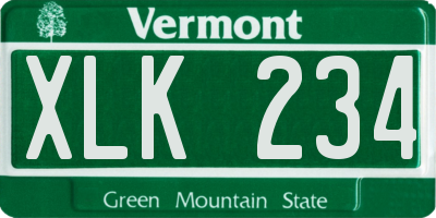 VT license plate XLK234