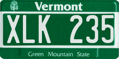 VT license plate XLK235