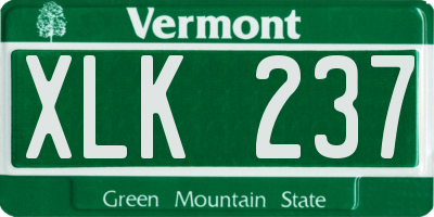 VT license plate XLK237