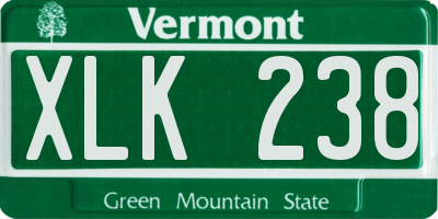VT license plate XLK238