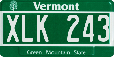 VT license plate XLK243