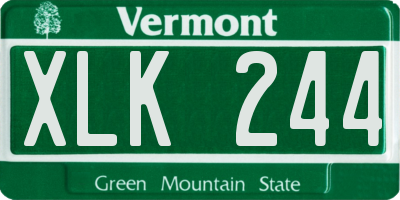 VT license plate XLK244