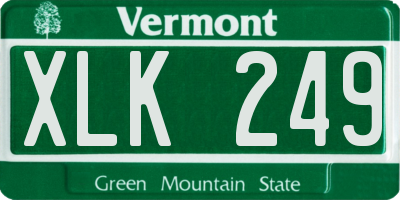 VT license plate XLK249