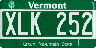 VT license plate XLK252
