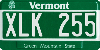 VT license plate XLK255