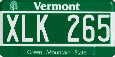 VT license plate XLK265