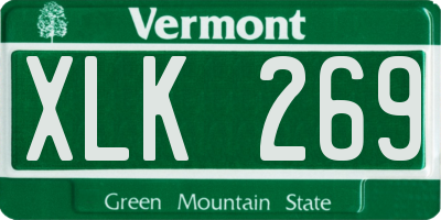 VT license plate XLK269