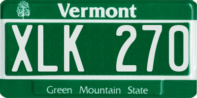 VT license plate XLK270