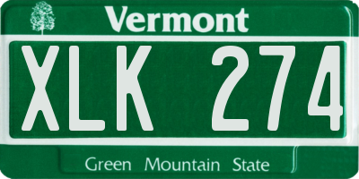 VT license plate XLK274