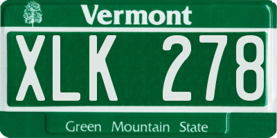 VT license plate XLK278