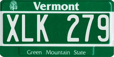 VT license plate XLK279