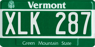 VT license plate XLK287