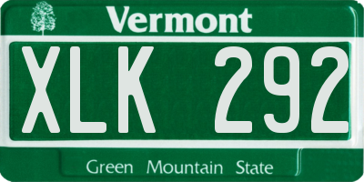 VT license plate XLK292